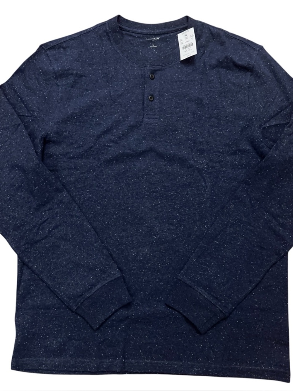 J.Crew Henley Shirt Mens Size L Long Sleeve Rugby Jersey Heather Navy Blue NEW